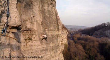 Climbing on Castle Rock Windy Buttress Stoney Middleton